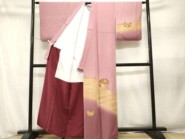 平和屋着物■訪問着 草花文 暈し染め 金彩 正絹 逸品 CABN1796ev