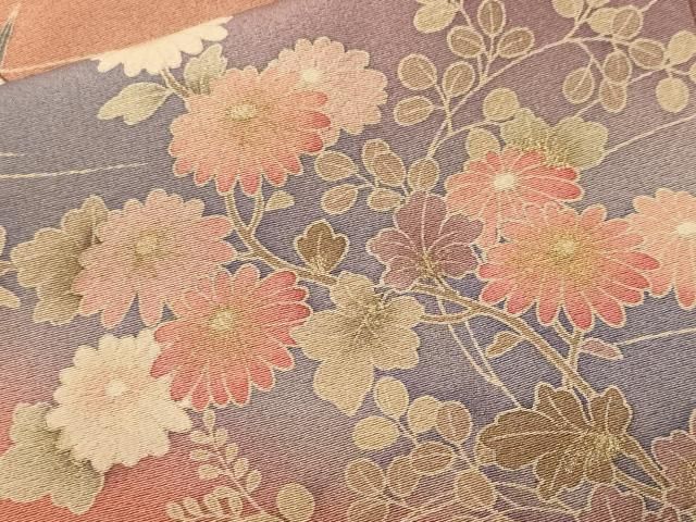 平和屋着物■訪問着 白鷺 流水草花文 暈し染め 正絹 逸品 CABN1797ev