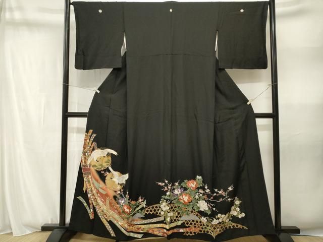 平和屋着物■豪華黒留袖 束ね熨斗雪輪飛鶴枝花文 暈し染め 金彩 正絹 逸品 CABN1799ev