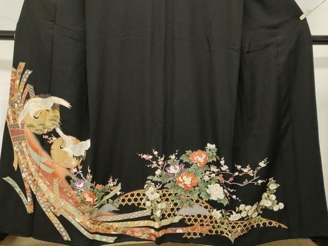平和屋着物■豪華黒留袖 束ね熨斗雪輪飛鶴枝花文 暈し染め 金彩 正絹 逸品 CABN1799ev