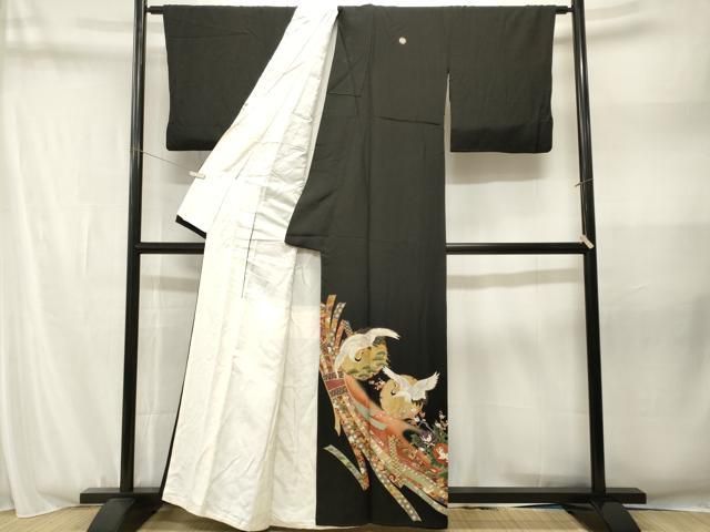 平和屋着物■豪華黒留袖 束ね熨斗雪輪飛鶴枝花文 暈し染め 金彩 正絹 逸品 CABN1799ev