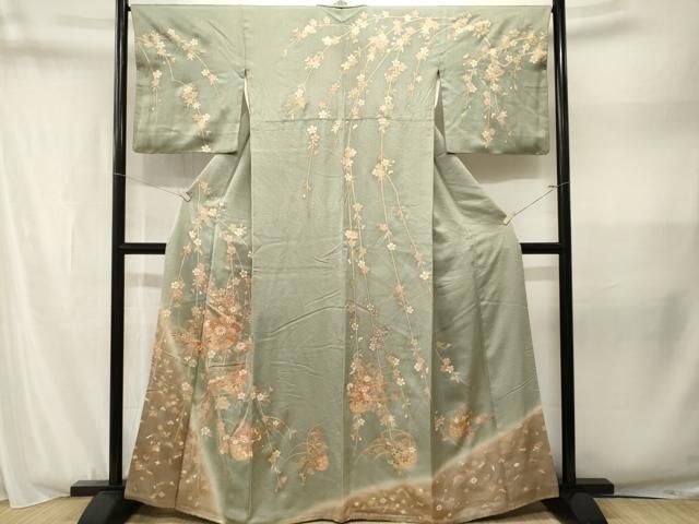 平和屋着物■訪問着 駒刺繍 花籠文 宝尽し 暈し染め 金彩 正絹 逸品 CABN1800ev
