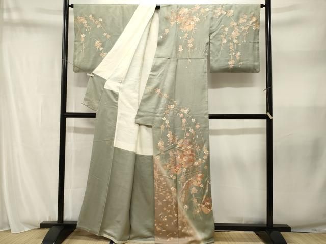 平和屋着物■訪問着 駒刺繍 花籠文 宝尽し 暈し染め 金彩 正絹 逸品 CABN1800ev