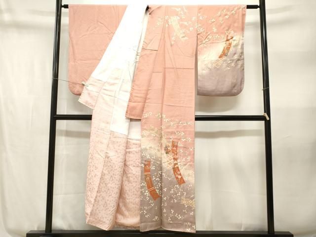 平和屋着物■訪問着 短冊枝萩花文 暈し染め 金銀彩 正絹 逸品 CABN1819ev