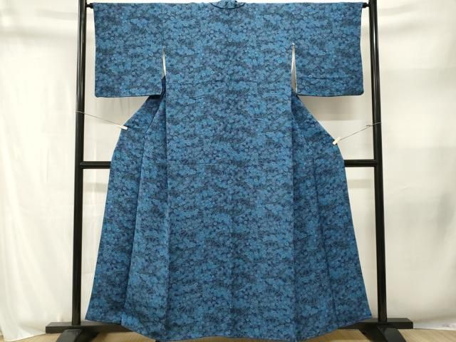 平和屋着物■上質な小紋 片輪車草花文 鬼しぼ縮緬 正絹 逸品 CABN1830ev
