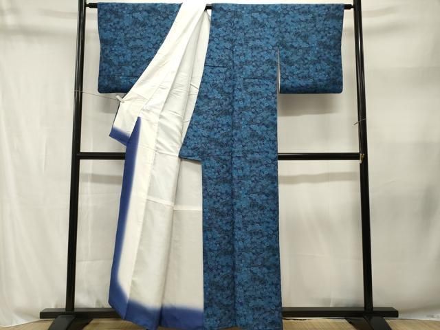 平和屋着物■上質な小紋 片輪車草花文 鬼しぼ縮緬 正絹 逸品 CABN1830ev