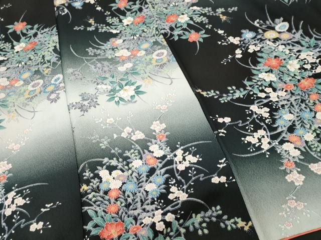 平和屋着物■小紋 草花文 暈し染め 洗える着物 CABN1835ev