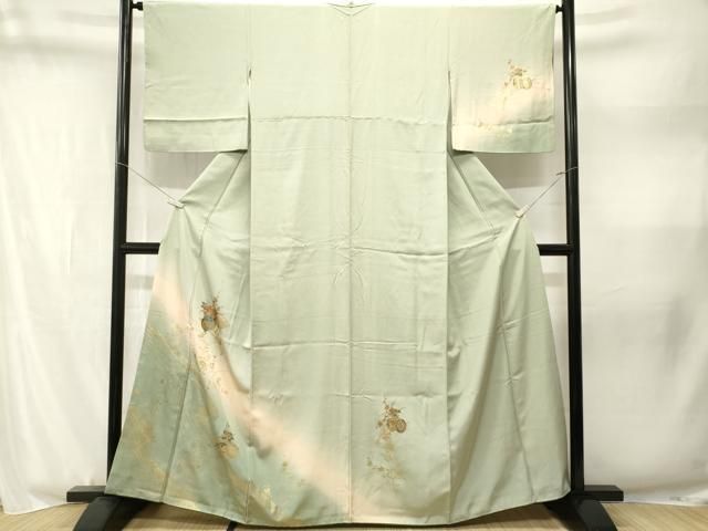平和屋着物■訪問着 地紙花車文 暈し染め 金彩 正絹 逸品 CABN1838ev
