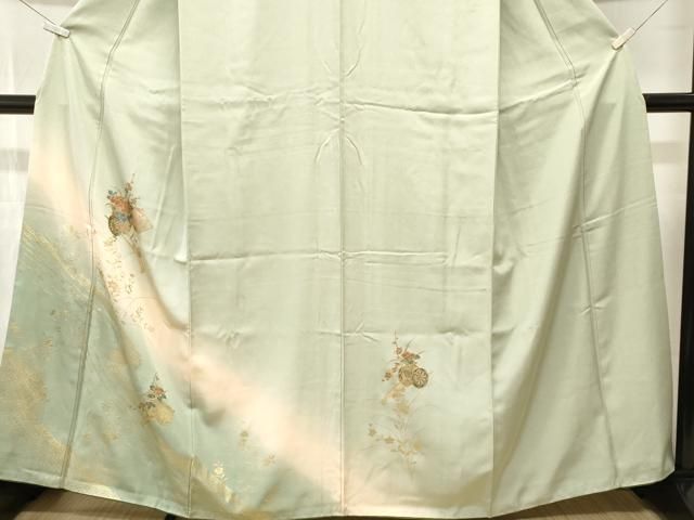 平和屋着物■訪問着 地紙花車文 暈し染め 金彩 正絹 逸品 CABN1838ev