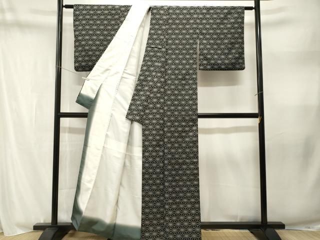 平和屋着物■小紋 麻の葉文様 洗える着物 CABN1841ev