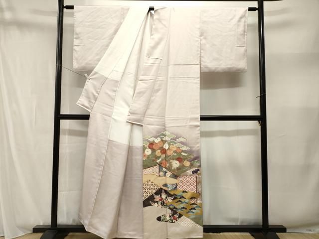 平和屋着物■訪問着 駒刺繍 屏風吉祥花文 暈し染め 金彩 正絹 逸品 CABN1874ev