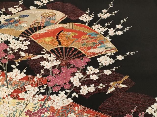 平和屋着物■豪華黒留袖 仕覆 屏風花鳥文 十二単 金銀彩 正絹 逸品 CABN1879ev