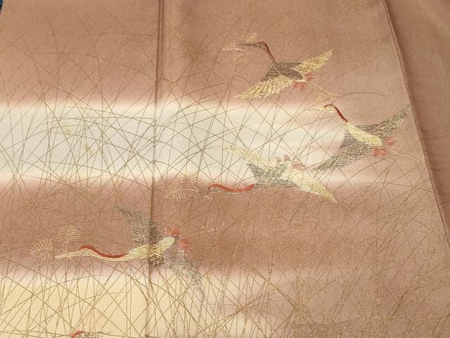 平和屋着物■豪華色留袖 刺繍 芒飛鶴文 暈し染め 金彩 金通し地 正絹 逸品 CABN1883ev