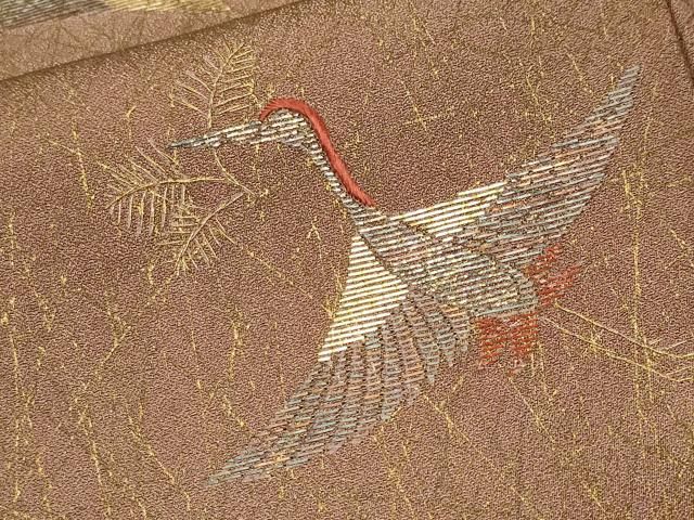 平和屋着物■豪華色留袖 刺繍 芒飛鶴文 暈し染め 金彩 金通し地 正絹 逸品 CABN1883ev