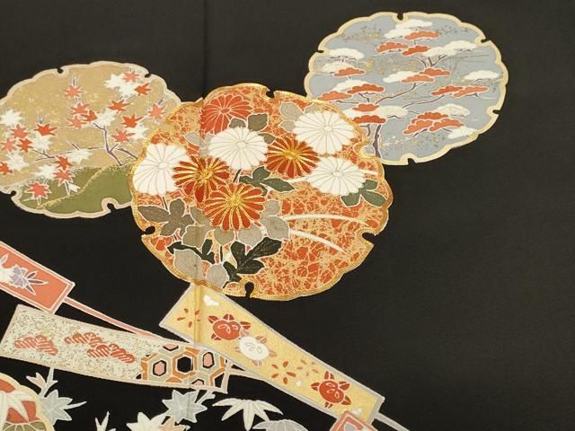 平和屋着物■豪華黒留袖 駒刺繍 松竹梅流水雪輪花文 金彩 正絹 逸品 CABN1887ev