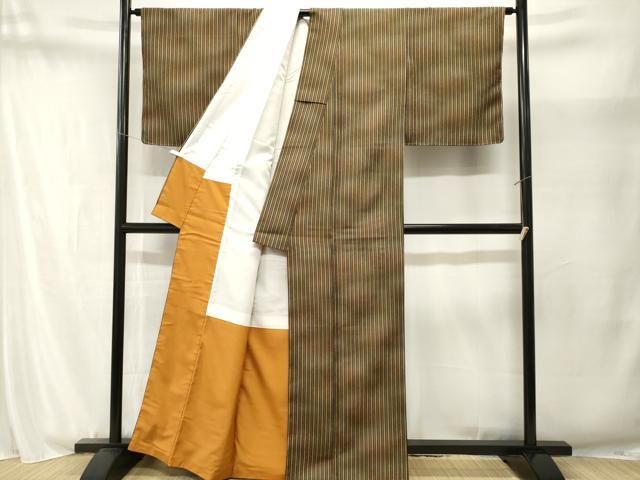 平和屋着物■小紋 縞 暈し染め 黒地 洗える着物 CABN1899ev