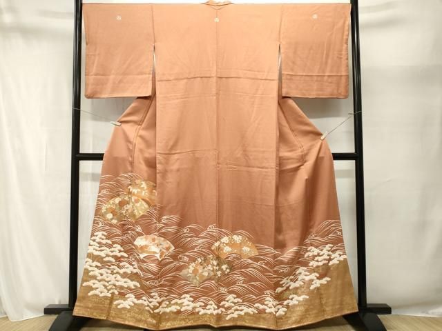平和屋着物■豪華色留袖 駒刺繍 浜松地紙草花文 金彩 正絹 逸品 CABN1908ev