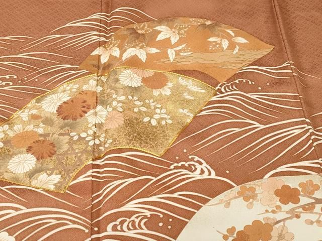 平和屋着物■豪華色留袖 駒刺繍 浜松地紙草花文 金彩 正絹 逸品 CABN1908ev