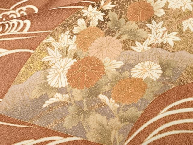 平和屋着物■豪華色留袖 駒刺繍 浜松地紙草花文 金彩 正絹 逸品 CABN1908ev