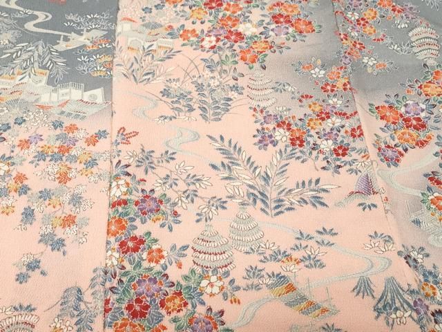 平和屋着物■訪問着 御所解文 暈し染め 鬼しぼ縮緬 正絹 逸品 CABN1909ev