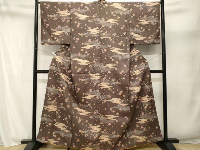 平和屋着物■小紋 エ霞舞桜文 洗える着物 CABN1911ev