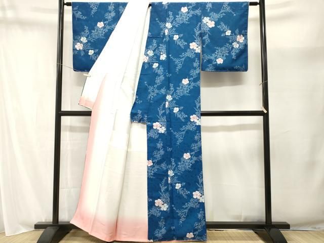 平和屋着物■小紋 草花文 洗える着物 CABN1929ev