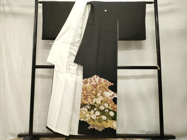 平和屋着物■豪華黒留袖 作家物 駒刺繍 白鷺 籬枝梅花文 金彩 正絹 逸品 CABN1933ev