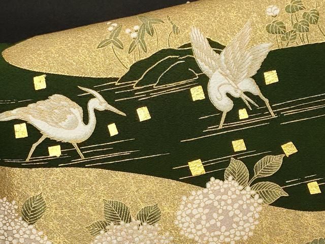 平和屋着物■豪華黒留袖 作家物 駒刺繍 白鷺 籬枝梅花文 金彩 正絹 逸品 CABN1933ev