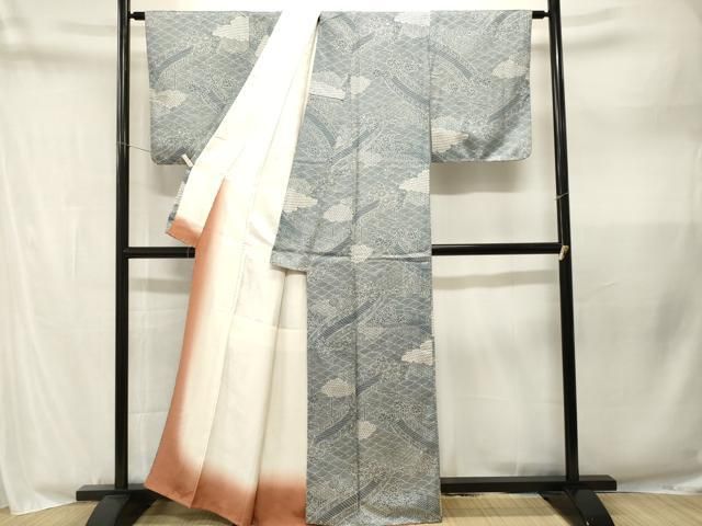 平和屋着物■上質な小紋 渡り橋青海波花文 正絹 逸品 CABN1948ev