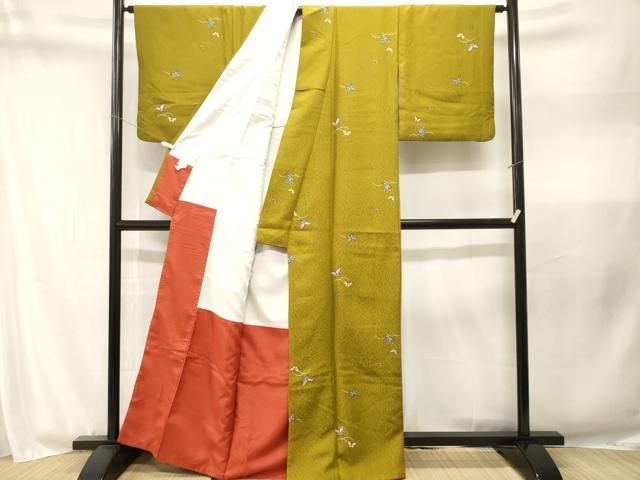 平和屋着物■小紋 芝草舞蝶文 洗える着物 CABN1951ev