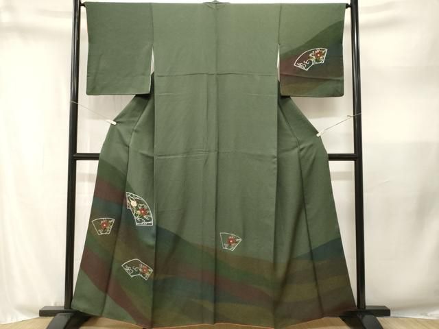 平和屋着物■訪問着 総刺繍 地紙立波草花文 正絹 逸品 CABN1956ev