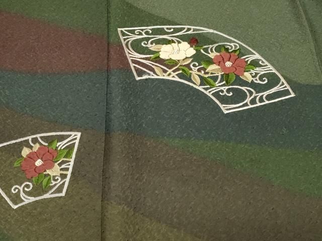 平和屋着物■訪問着 総刺繍 地紙立波草花文 正絹 逸品 CABN1956ev