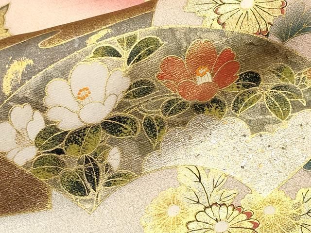 平和屋着物■訪問着 地紙重ね流水飛鶴枝花文 暈し染め 金彩 正絹 逸品 CABN1957ev