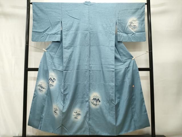 平和屋着物■訪問着 作家物 紬地 人物風景文 胴抜き仕立て やまと誂製 正絹 逸品 CABN1968ev