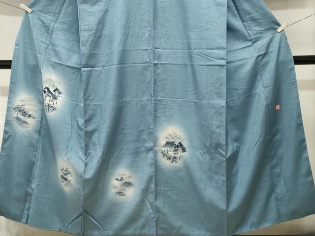 平和屋着物■訪問着 作家物 紬地 人物風景文 胴抜き仕立て やまと誂製 正絹 逸品 CABN1968ev