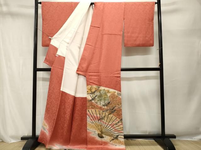 平和屋着物■豪華色留袖 作家物 扇面飛鶴花文 暈し染め 金銀彩 正絹 逸品 CABN1981ev
