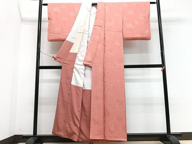 平和屋着物■上質な色無地 舞楓地紋 黄丹色 正絹 逸品 CABN2040xe
