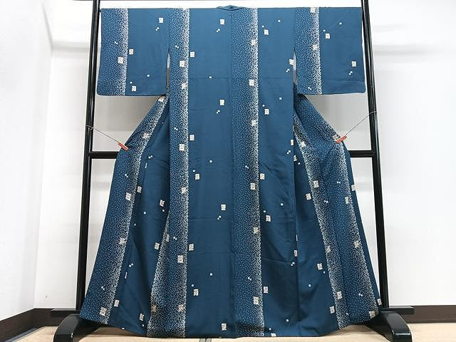 平和屋着物■上質な小紋 間道 色紙風景文 正絹 逸品 CABN2046xe