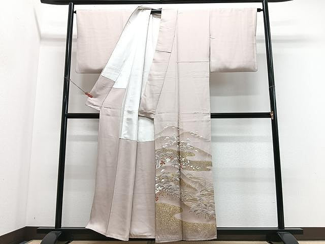 平和屋着物■豪華色留袖 駒刺繍 風景文 金彩 正絹 逸品 CABN2049xe