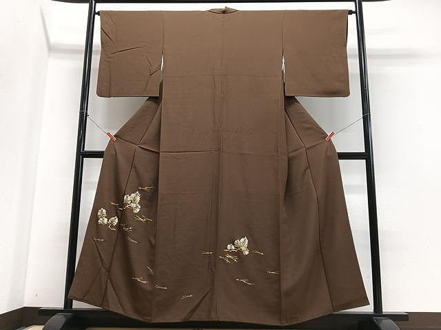 平和屋着物■豪華色留袖 駒刺繍 松葉文 金彩 正絹 逸品 CABN2055xe