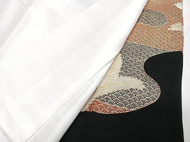 平和屋着物■豪華黒留袖 刺繍 松葉文 金銀糸 正絹 逸品 CABN2059xe