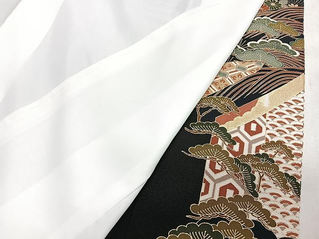 平和屋着物■豪華黒留袖 扇面立波花文 金彩 正絹 逸品 CABN2060xe