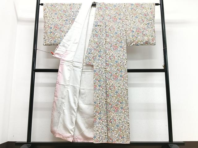 平和屋着物■上質な小紋 型染め 草花文 正絹 逸品 CABN2074xe