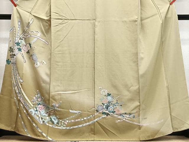 平和屋着物■訪問着 束ね熨斗草花文 暈し染め 金彩 正絹 逸品 未使用 CABN2078xe