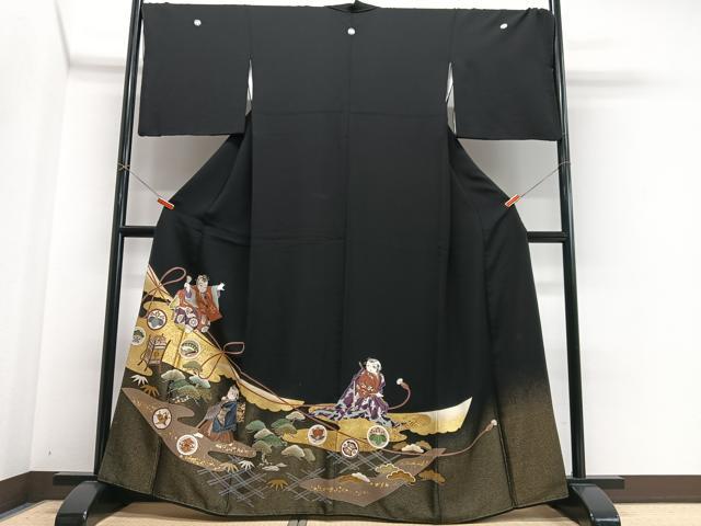 平和屋着物■豪華黒留袖 作家物 駒刺繍 唐子 金彩 正絹 逸品 CABN2082xe
