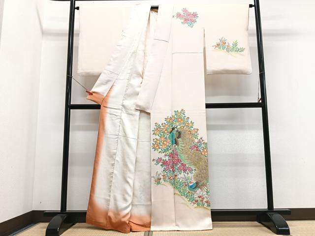 平和屋着物■訪問着 孔雀草花文 正絹 逸品 CABN2084xe