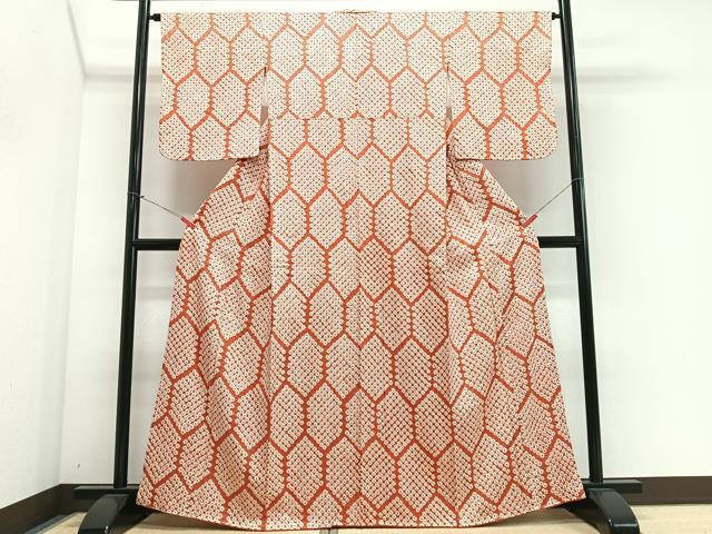 平和屋着物■上質な小紋 総絞り 亀甲文 正絹 逸品 CABN2146xe