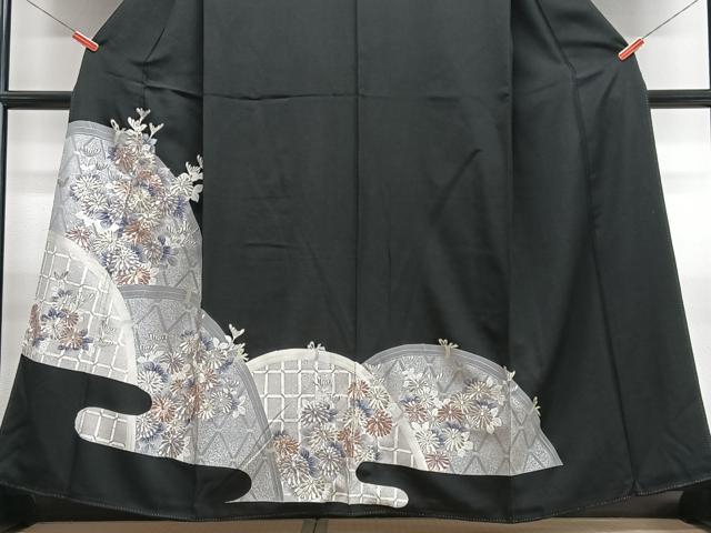 平和屋着物■豪華黒留袖 刺繍 草花文 金銀糸 正絹 逸品 CABN2159xe