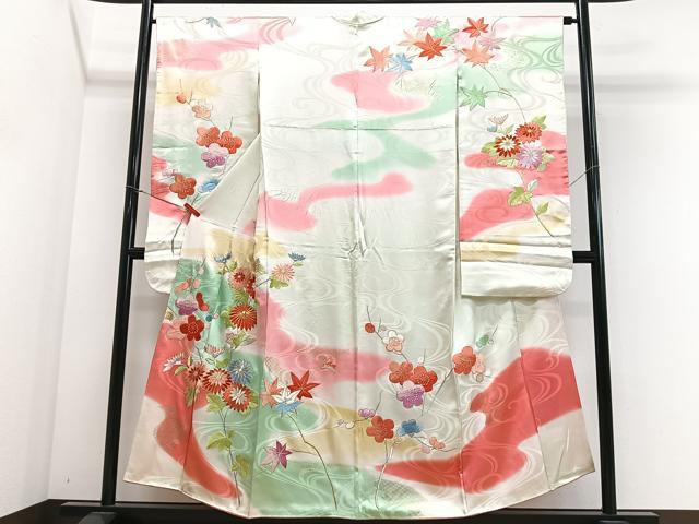平和屋着物■豪華振袖 駒刺繍 流水枝花文 暈し染め 正絹 逸品 CABN2166xe