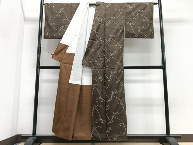 平和屋着物■上質な紬 草花文 正絹 逸品 CABN2169xe